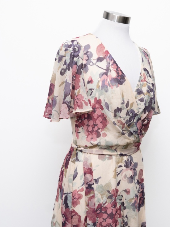 Lauren Ralph Lauren - Floral Crinkle Georgette Surplice Dress - Picture 7 of 10